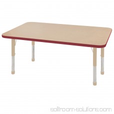 ECR4Kids 30in x 48in Rectangle Everyday T-Mold Adjustable Activity Table Maple/Red - Toddler Ball 565361330